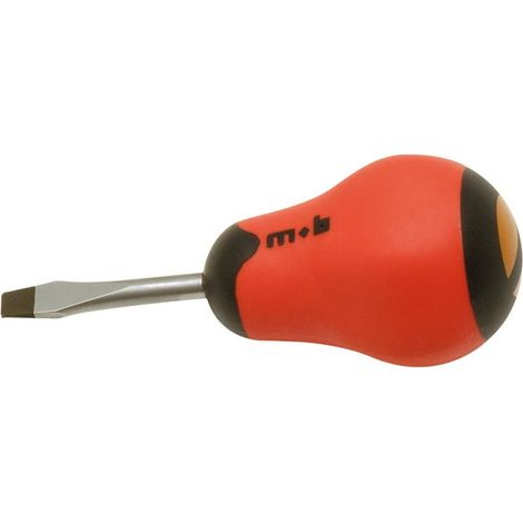 Tournevis court à fente – Lame surmoulée en Chrome Vanadium – Manche bimatière ergonomique – MOB (1/3)