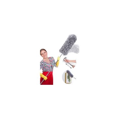 Plumeau télescopique 254cm – Tête de loup microfibre pliable – Poignée en acier inoxydable – Nettoyage ventilateurs et coins difficiles (1/5)