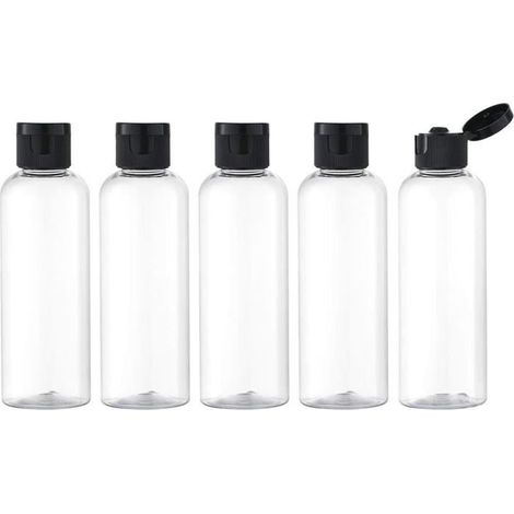 Ecleanfy - Flacons de 100 ml à bouchon à clapet (lot de 5), flacons cosmétiques de voyage rechargeables - Transparents (1/5)