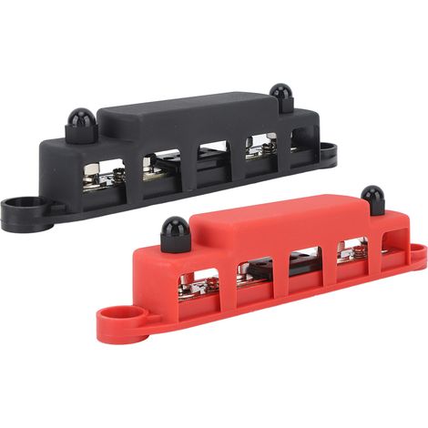 Set aus 2 schwarzen und roten DC12V- bis 48V-300A-Stromverteilerblöcken mit M8-Anschlüssen, Batteriesammelschiene für Auto, Wohnmobil oder Yacht (1/5)