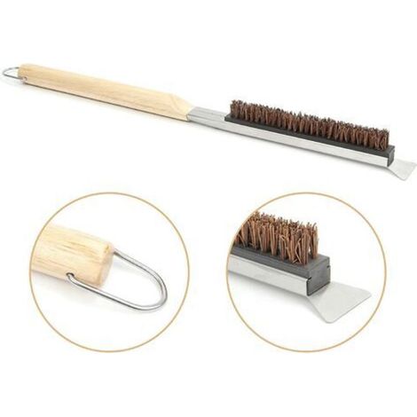 Set di pulizia per forno da pizza, spazzola in ottone e raschietto, manico in legno, accessori perfetti per pietra e barbecue (1/3)