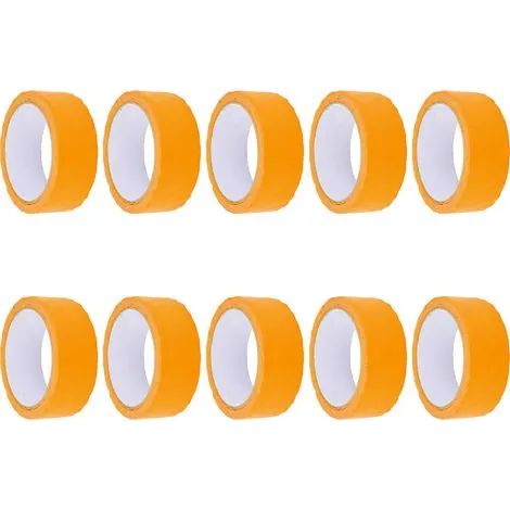 Lot de 10 rubans de masquage à forte adhérence, pour peinture et décoration intérieure, couleur orange. (1/2)
