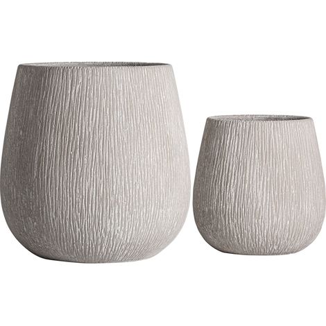 Lot de 2 vases contemporains texturés - beige (1/2)