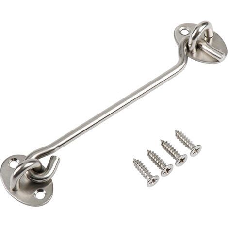 1pc Stainless Steel Door and Window Hook 8 Inch Steel Color Fit for Barn Door Lock Window Shutter (1/5)