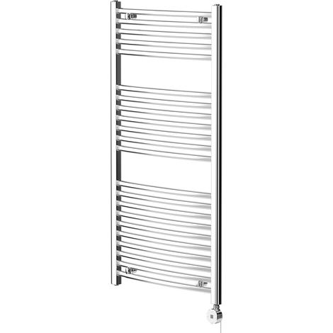 Columbus Chrome 1200mm x 600mm Curved Digital Thermostatic Electric Heated Towel Rail (1/5)