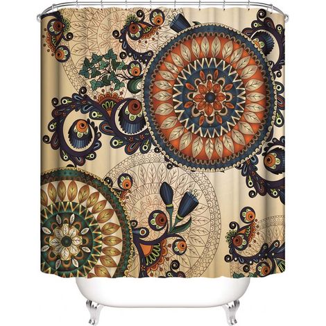 Filiyano-[DT] Ensemble de 4 pièces : rideau de douche imperméable, tapis de toilette et tapis de salle de bain (180 x 180 cm) - IMAGE 2 (1/4)