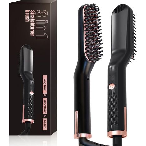 Lisseur à Barbe pour Hommes, Brosse Lissante pour Cheveux, Brosse Lisseur à Barbe Electrique 3 en 1 pour Hommes et Femmes à la Maison et en Voyage (1/5)