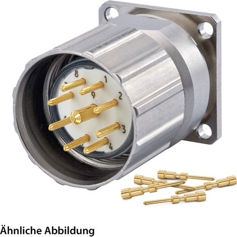 HUMMEL SET inkl. Kontakte M23 Signal Gerätesteckverbinder, Crimpeinsatz gerade Polzahl 7-pol., Stift mit Rändel positionierbar Vorderwand - 1 Stück