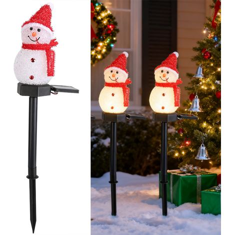 Lampe solaire de Noël en forme de bonhomme de neige, lampe de jardin solaire étanche, Lumière de chemin de Noël extérieure, décorations de Noël (1/5)