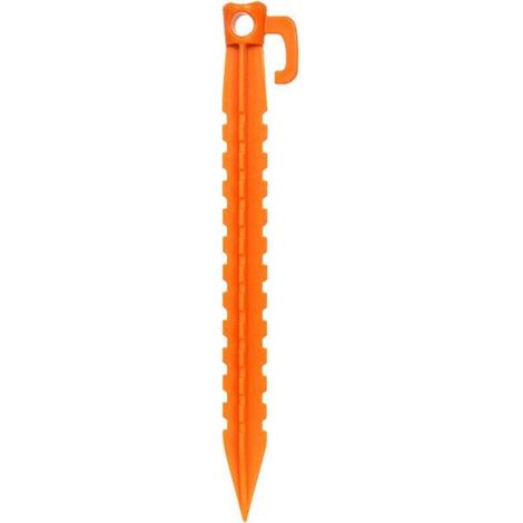 Piquets de tente de camping (10 piquets de tente d'extérieur en plastique pour décoration de Noël, maison gonflable, bâche de pluie, activités de plein air, plastique durable, orange de sécurité – 22, (1/4)