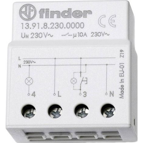 Finder – Relais temporisé et à impulsion encastré – 1 contact – Montage en boîte d'encastrement – Compatible systèmes BTicino et Gewiss