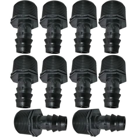 Lot de 10 raccords/adaptateurs mâles Ø16 mm x 3/4" pour tuyaux d'irrigation goutte à goutte (pour tuyaux Ø16 mm) - Raccord pour systèmes d'irrigation (1/4)
