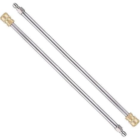 Lot de 2 rallonges inox 17" pour nettoyeur haute pression, raccord 1/4" - 4000 PSI (1/5)