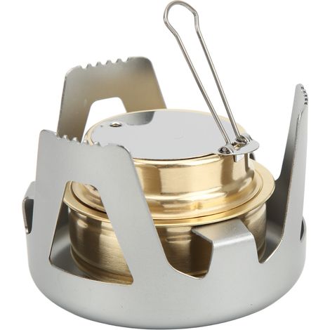Bruleur à alcool compact pour randonnée, camping et activités extérieures - Réchaud portable argenté (1/5)