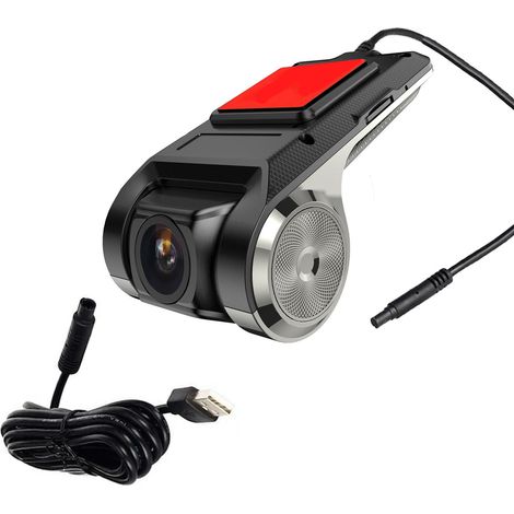 Caméra embarquée USB pour voiture Android avec navigation, enregistreur de conduite DVR, système d'assistance à la conduite (ADAS), grand angle de 170°, vision nocturne et enregistrement en boucle. (1/5)