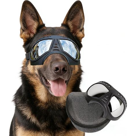 Lunettes pour chiens, spécialement conçues pour les chiens de races moyennes à grandes, lunettes de soleil anti-UV, résistantes au vent et à la neige, monture souple, offrent une protection oculaire ( (1/5)