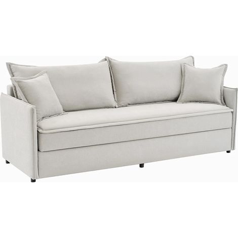 Divano letto 3 posti con seduta memory foam in Tessuto Beige - SERABA (1/5)