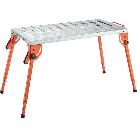 Table de soudage pliable 44 x 21, capacité 500LBS, établi réglable en hauteur, acier carbone, 6 emplacements d'outils (1/5)