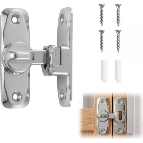Verrou de Porte Coulissante en Acier Brossé Argenté, Loquet de Portail Robuste, Boulon de Sécurité pour Porte de Grange, Cabinet, Abri de Jardin, Intérieur et Extérieur (1/5)