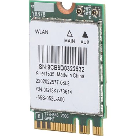 Carte réseau sans fil Killer 1535AC double bande 802.11ac NGFF M.2 867 Mbps Bluetooth 4.1 pour jeux (1/5)