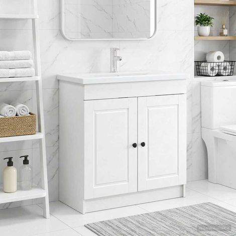 vidaXL Mobiletto da bagno sotto il lavello Bianco 56 x 37,5 x 81