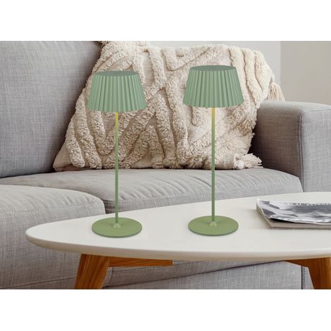 2er SET Akku LED Tischlampen kabellos für Innen & Außen, Grün - Höhe 39cm
