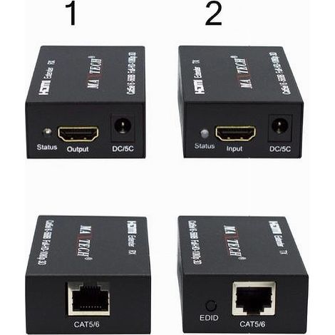 MaxTech - Estensore Hdmi Amplificatore Segnale Video 1080p Rj45 Cat5e Cat6 60mt Maxtech Ext-hdl01 - (1/3)