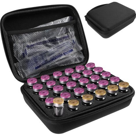 Insulin-Kühlschrankhalter mit 30 Steckplätzen für Peptid-Insulin-Fläschchen mit Netzbeutel für Standard-10-ml-U-100-Fläschchen, schwarz