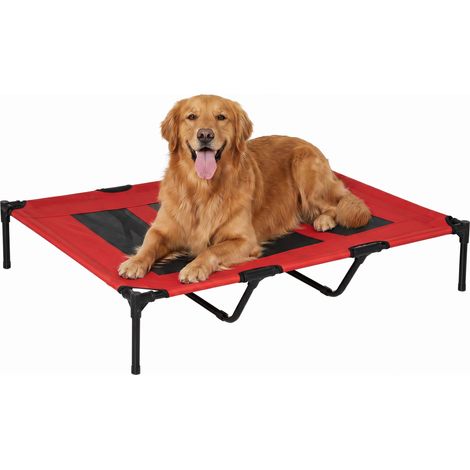 Lit sur pieds XXL pour chien chat lit de camp animal 122L x 92l x 23H cm rouge (1/5)