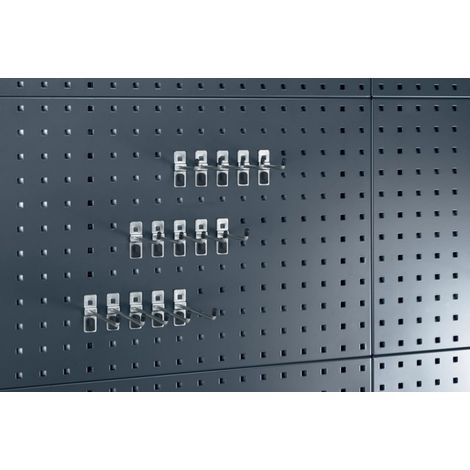 Set di portautensili 15 pezzi per pannelli forati, ciascuno con 5 ganci T75/100/150mm (1/2)