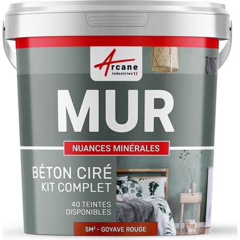 béton ciré, mur, couleur, enduit décoratif, enkit, gris, blanc, beige - 5 m² - Mate Goyave Rouge - ARCANE INDUSTRIES (1/5)