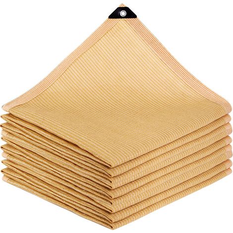 Toile d'ombrage extérieure avec œillets pour pergola, terrasse, tonnelle, abri de jardin, véranda, couleur blé, 90% de protection solaire (1/5)