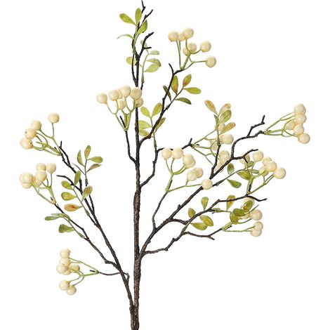 Künstliche Beeren, Stiel aus Schaumstoff, Beerenzweig, Ornament, Kunststoffblätter, Weihnachtsdekoration, 70 cm, Weiß (1/5)