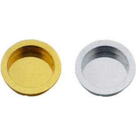 5PZ MANIGLIETTA NICCHIA TONDA AD INCASSO SENZA FORO IN OTTONE - mm.30 in ottone lucido