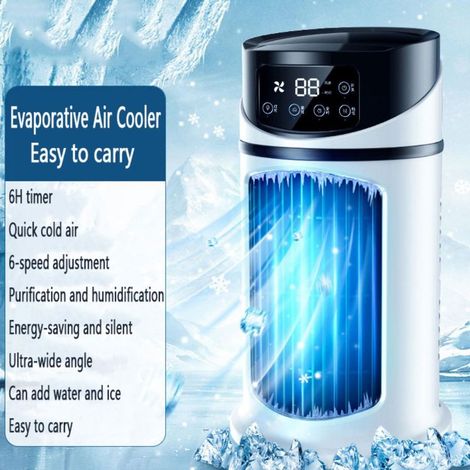 3-in-1 tragbare Klimaanlage, Mini-Klimaanlage 300 ml, Ventilator, 6 Geschwindigkeitsstufen, 3 Modi, 6-Stunden-Timer, Verdunstungsluftkühler (1/4)