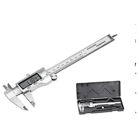 150 mm Pied à coulisse numérique caliper vernier, pied à coulisse digital grand Écran LCD précision réglable avec un pile de rechange et tournevis (1/5)