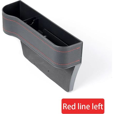 (Cuir noir gauche) Porte-gobelet de voiture en cuir, organisateur de siège, boîte de rangement multifonctionnelle pour l'espace entre les sièges, accessoires intérieurs (1/5)