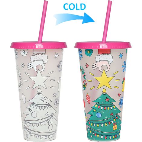 Tumbler - 750 ml - Changement De Couleur À Froid - Avec Couvercle Et Paille - Idéal Pour Noël (1/3)