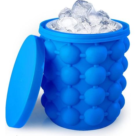 Eiswürfelform Silikon-Eiswürfelform mit Deckel 2-in-1 Eiswürfelbereiter mit Druckmechanismus zum einfachen Entnehmen ideal für Cocktails Whisky (1/4)