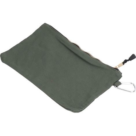 Sac à outils zippé, multi-usage, en toile imperméable et portable, avec mousqueton de rangement, vert olive (1/5)