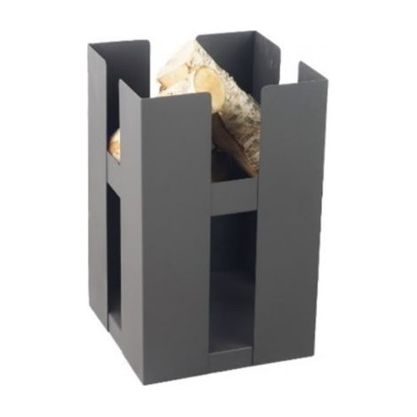 Cheminée de jardin carré BE 50x50 cm acier avec rangement bois-Acier naturel---Acier naturel (1/5)