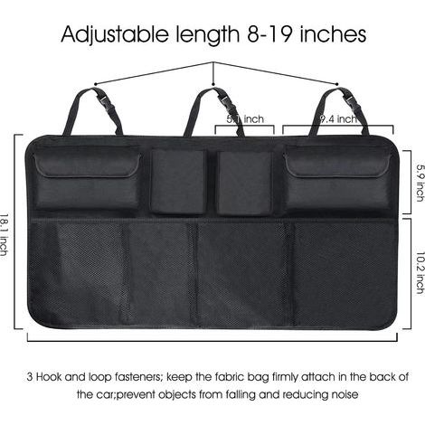Organisateur de coffre de voiture - 1, Filet 8 poches sangle réglable - Accessoire auto (1/5)