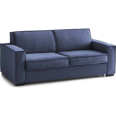 Talamo Italia Festes Sofa Manuela, Großes 2-Sitzer-Sofa, 100% Made in Italy, Wohnzimmersofa aus Stoff, mit Standard-Armlehnen, Cm 200x95h90, Blau