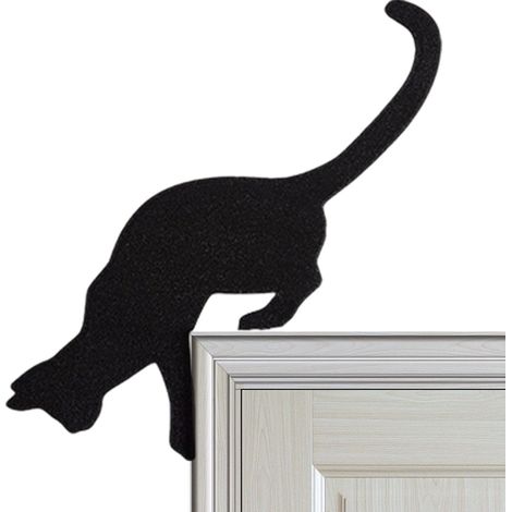 CCYKXAMetal Halloween Door Decoration, Cute Indoor Halloween Black Cat Topper Decorative Signs and Plaques, Halloween Door Corner Sign (1/5)