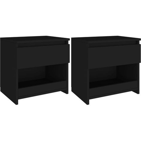 Juego de 2 mesitas de noche con cajón y compartimento abierto 40 x 30 x 39 cm aglomerado negro DEC035500