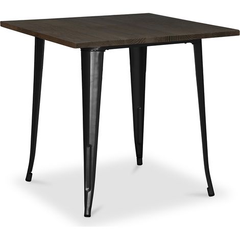 Tavolo da pranzo quadrato - Stile Industriale - Legno e metallo - Stylix Nero