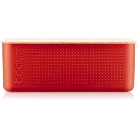 Brotbox - BODUM - 11555-04 - Großes Modell - Bambusdeckel - Rot