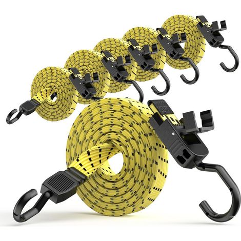 Verstellbare Spanngummis mit Haken, 6er Set, 200cm, Gelb (1/5)