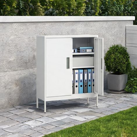 Meuble de rangement de bureau bianco en acciaio 80 x 40 x 100 cm (1/5)
