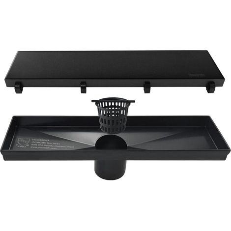 Tuyau d'évacuation de douche linéaire de 30 cm - avec couvercle d'insertion de carreaux plats et en céramique 2 en 1, siphon de sol de douche rectangulaire en acier inoxydable 304, tuyau d'évacuation